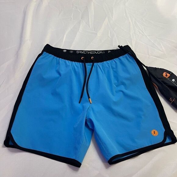 Save The Duck Aqua Blue Swim Trunks Shorts Size Large New - Picture 1 of 15